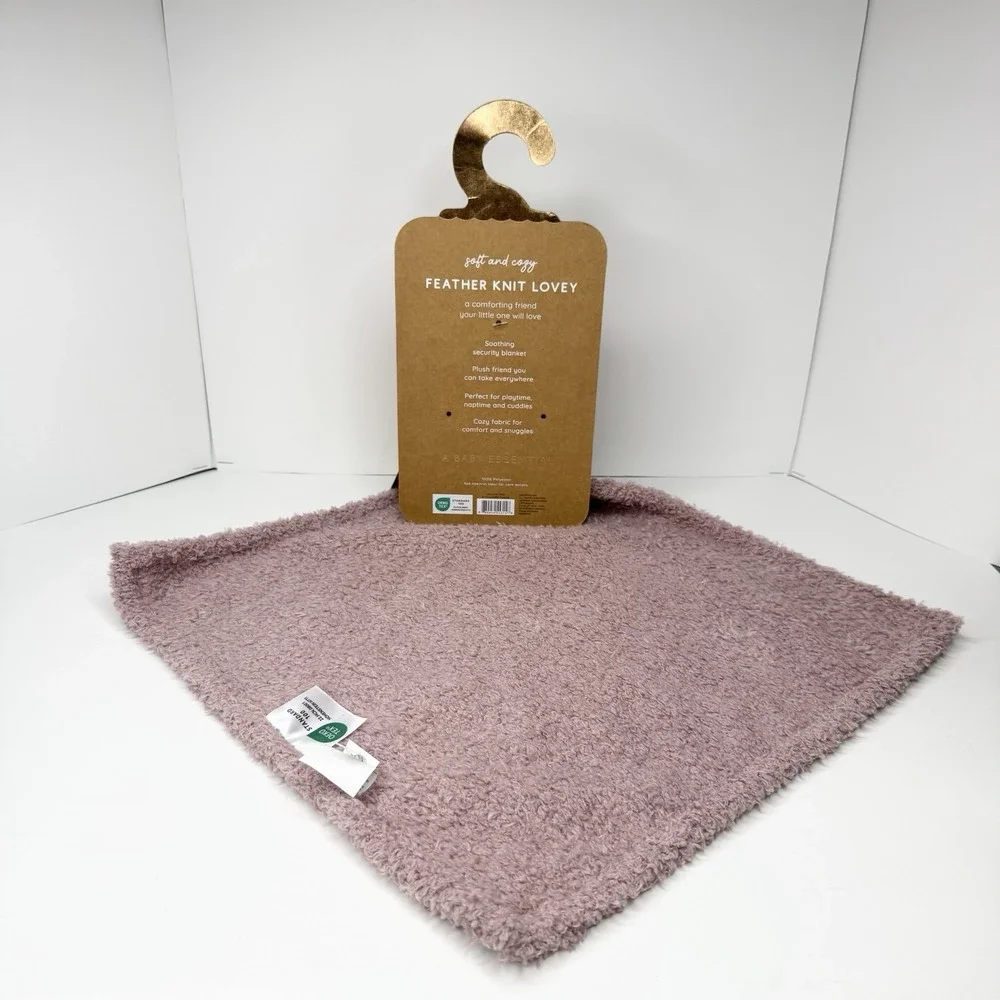 Levi & Emmie Feather Knit Hippo Plush Lovey Security Blanket Mauve